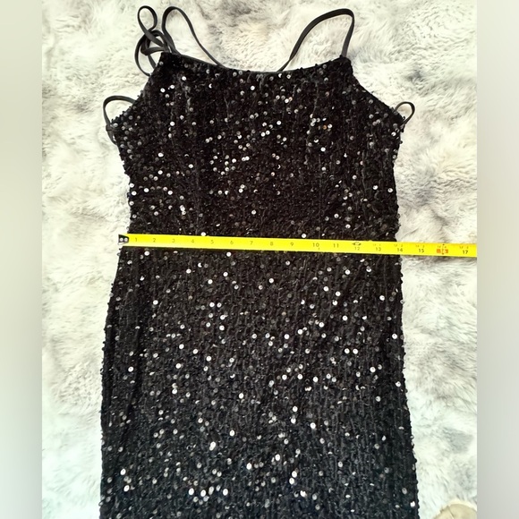 FAERIESTY Sparkling Black Evening  Maxi Dress Spaghetti Strap and open back.. - Picture 10 of 12
